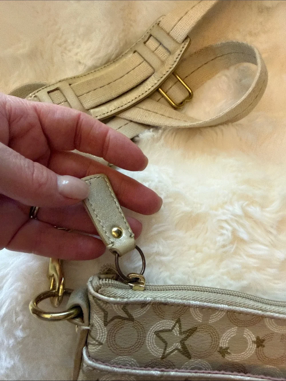 Coach Beige Star & Signature Crossbody Satchel Waverly snow queen satchel